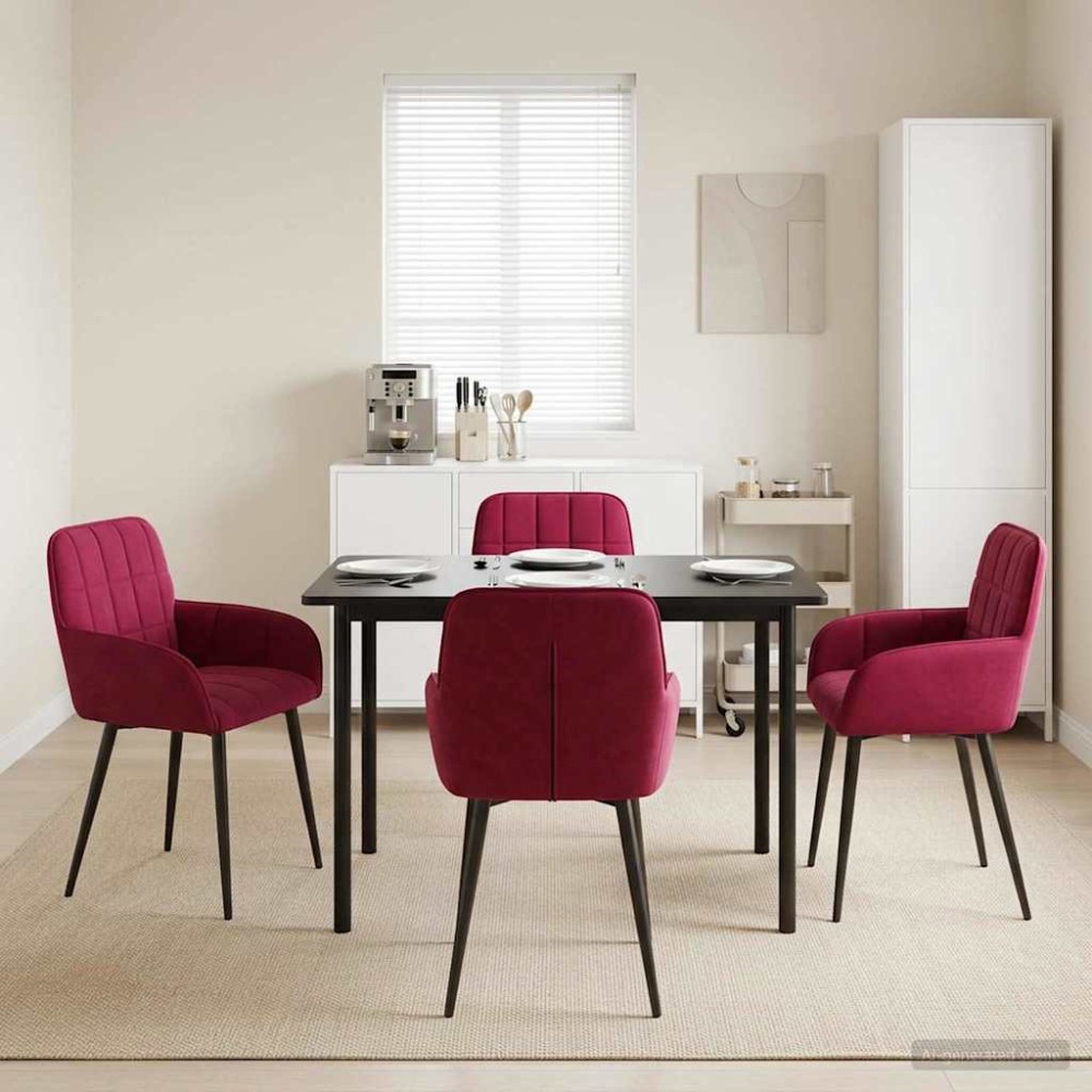 vidaXL Καρέκλες φαγητού 4 τεμ. Βελούδο Κόκκινο 57x50x85cm