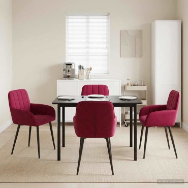 vidaXL Καρέκλες φαγητού 4 τεμ. Βελούδο Κόκκινο 57x50x85cm