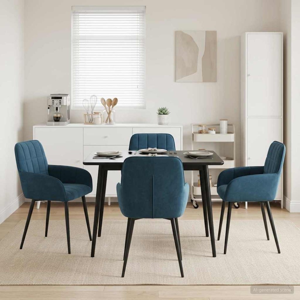 vidaXL Καρέκλες φαγητού 4 τεμ. Βελούδο Μπλε 57x50x85cm