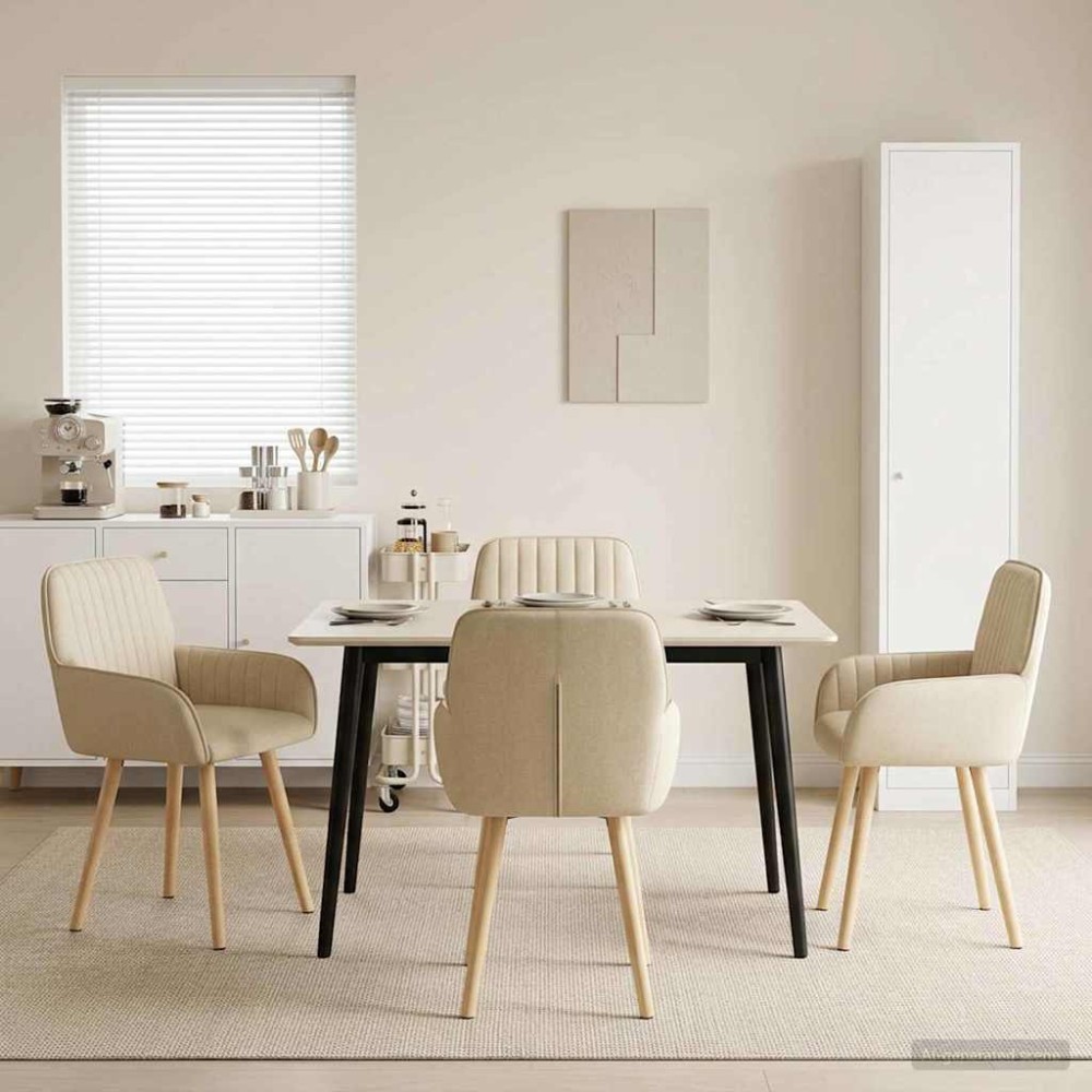 vidaXL Καρέκλες φαγητού 4 τεμ. Ύφασμα Κρεμ 56,5x50x87,5cm