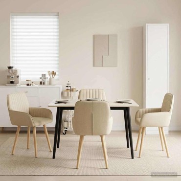 vidaXL Καρέκλες φαγητού 4 τεμ. Ύφασμα Κρεμ 56,5x50x87,5cm