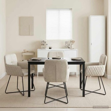 vidaXL Καρέκλες φαγητού 4 τεμ. Βελούδο Κρεμ 59x56,5x86cm