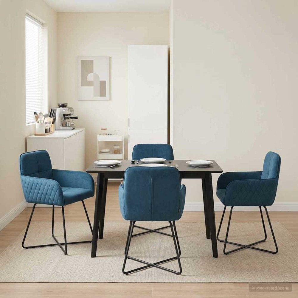 vidaXL Καρέκλες φαγητού 4 τεμ. Βελούδο Μπλε 59x56,5x86cm