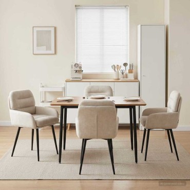 vidaXL Καρέκλες φαγητού 4 τεμ. Βελούδο Κρεμ 59x59,5x90 εκ