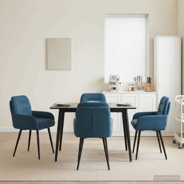 vidaXL Καρέκλες φαγητού 4 τεμ. Βελούδο Μπλε 59x59,5x90 εκ
