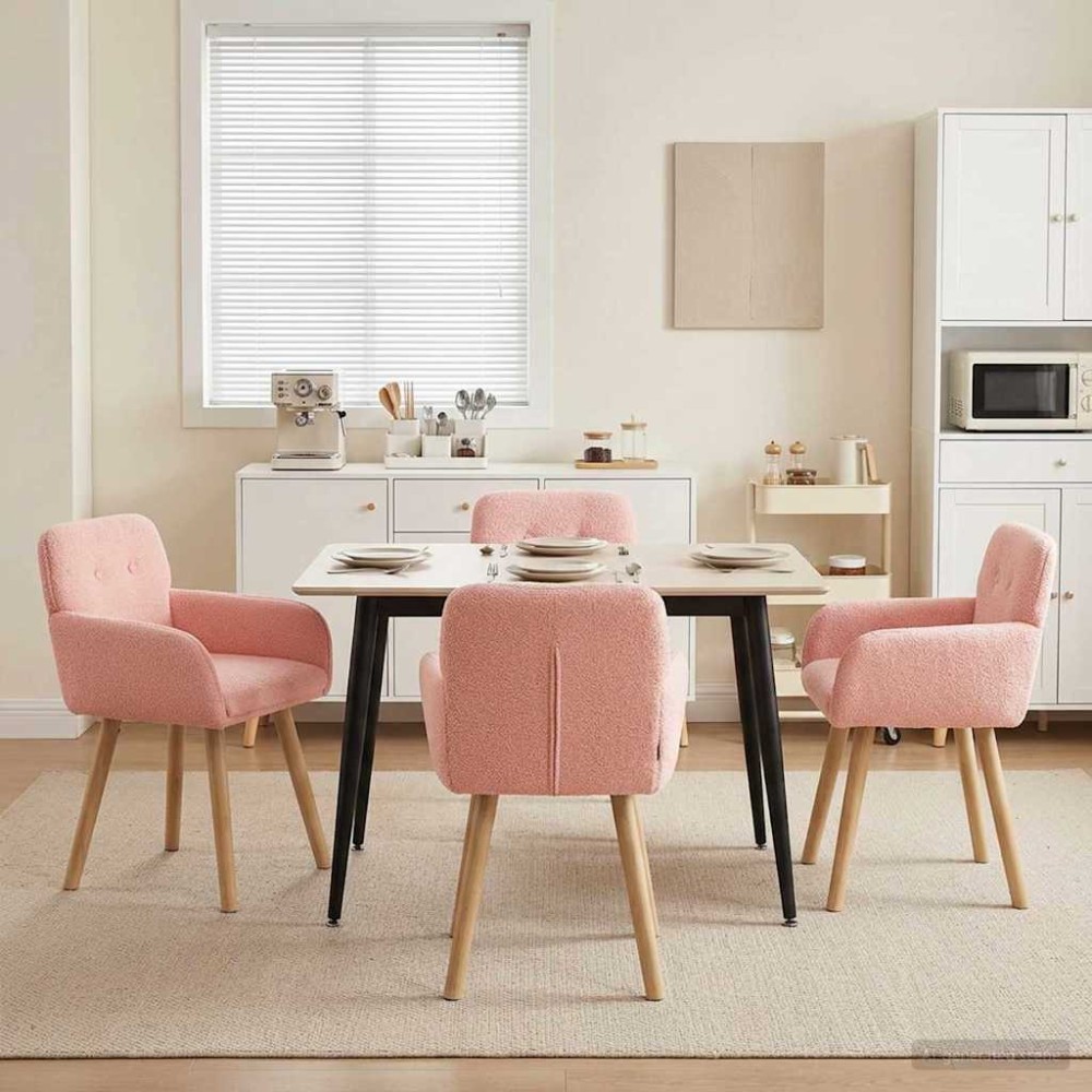 vidaXL Καρέκλες φαγητού 4 τεμ. Μπουκλέ Ροζ 59x56,5x85 εκ