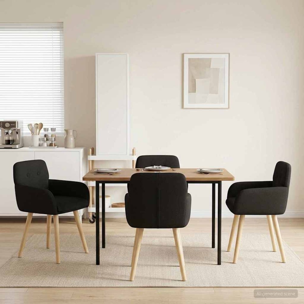 vidaXL Καρέκλες φαγητού 4 τεμ. Μπουκλέ Μαύρο 59x57x85cm