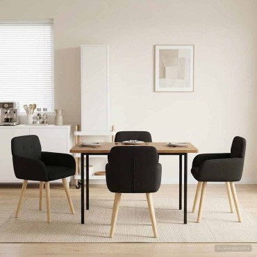 vidaXL Καρέκλες φαγητού 4 τεμ. Μπουκλέ Μαύρο 59x57x85cm