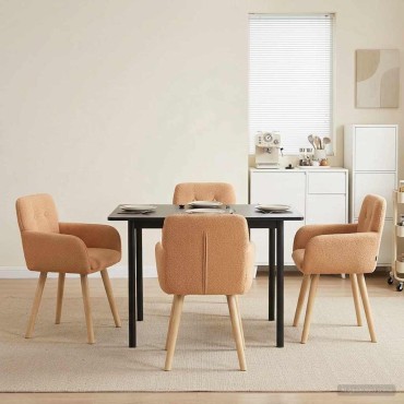 vidaXL Καρέκλες φαγητού 4 τεμ. Μπουκλέ Μπεζ 59x57x85cm