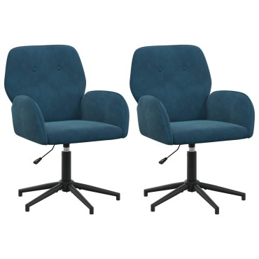 vidaXL Καρέκλες Γραφείου με Περιστροφή 2 τεμ. 54x55x90cm Μπλε