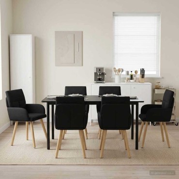 vidaXL Καρέκλες φαγητού 6 τεμ. Ύφασμα Μαύρο 60x56x96 εκ