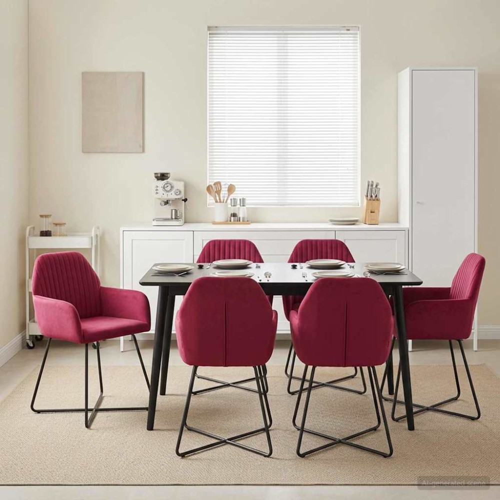 vidaXL Καρέκλες φαγητού 4 τεμ. Βελούδο Κόκκινο 55x50x84cm