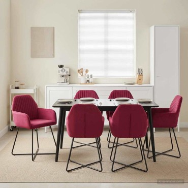 vidaXL Καρέκλες φαγητού 4 τεμ. Βελούδο Κόκκινο 55x50x84cm