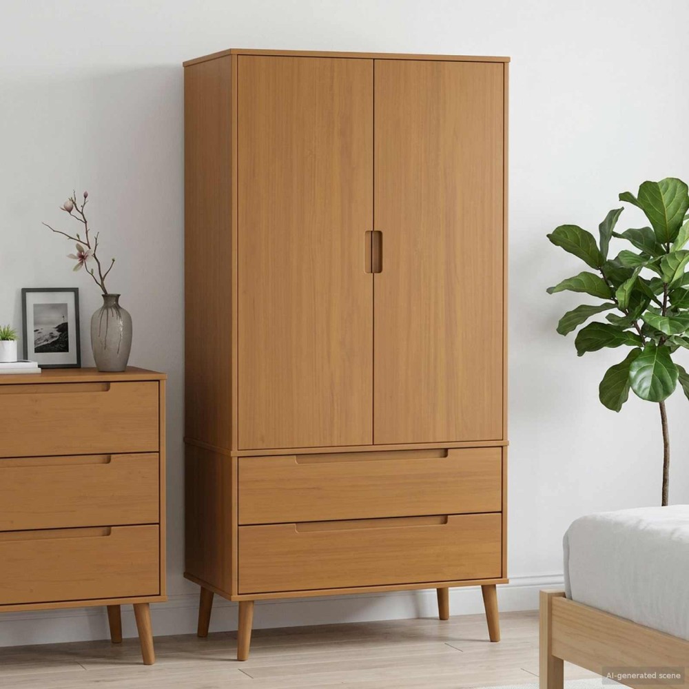 vidaXL Ντουλάπι MOLDE Καραμέλα 90x55x175cm Μασίφ Ξύλο Πεύκου
