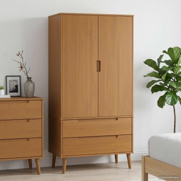vidaXL Ντουλάπι MOLDE Καραμέλα 90x55x175cm Μασίφ Ξύλο Πεύκου