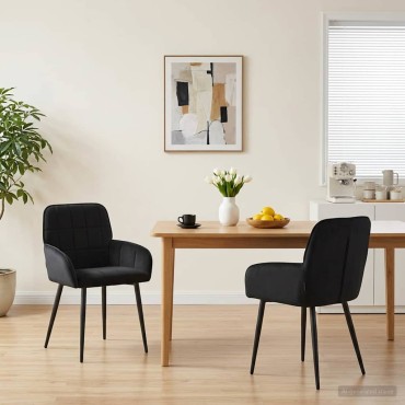 vidaXL Καρέκλες φαγητού 2 τεμ. Βελούδο Μαύρο 57x50x85cm