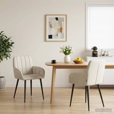 vidaXL Καρέκλες φαγητού 2 τεμ. Βελούδο Κρεμ 56,5x50x85cm