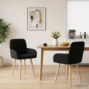 vidaXL Καρέκλες φαγητού 2 τεμ. Ύφασμα Μαύρο 56,5x50x87,5cm