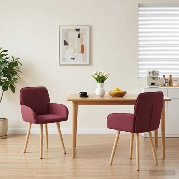 vidaXL Καρέκλες φαγητού 2 τεμ. Ύφασμα Κόκκινο 56,5x50x87,5cm