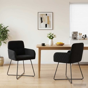 vidaXL Καρέκλες φαγητού 2 τεμ. Βελούδο Μαύρο 59x56,5x86cm