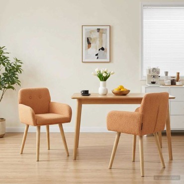 vidaXL Καρέκλες φαγητού 2 τεμ. Μπουκλέ Μπεζ 59x56,5x85 εκ