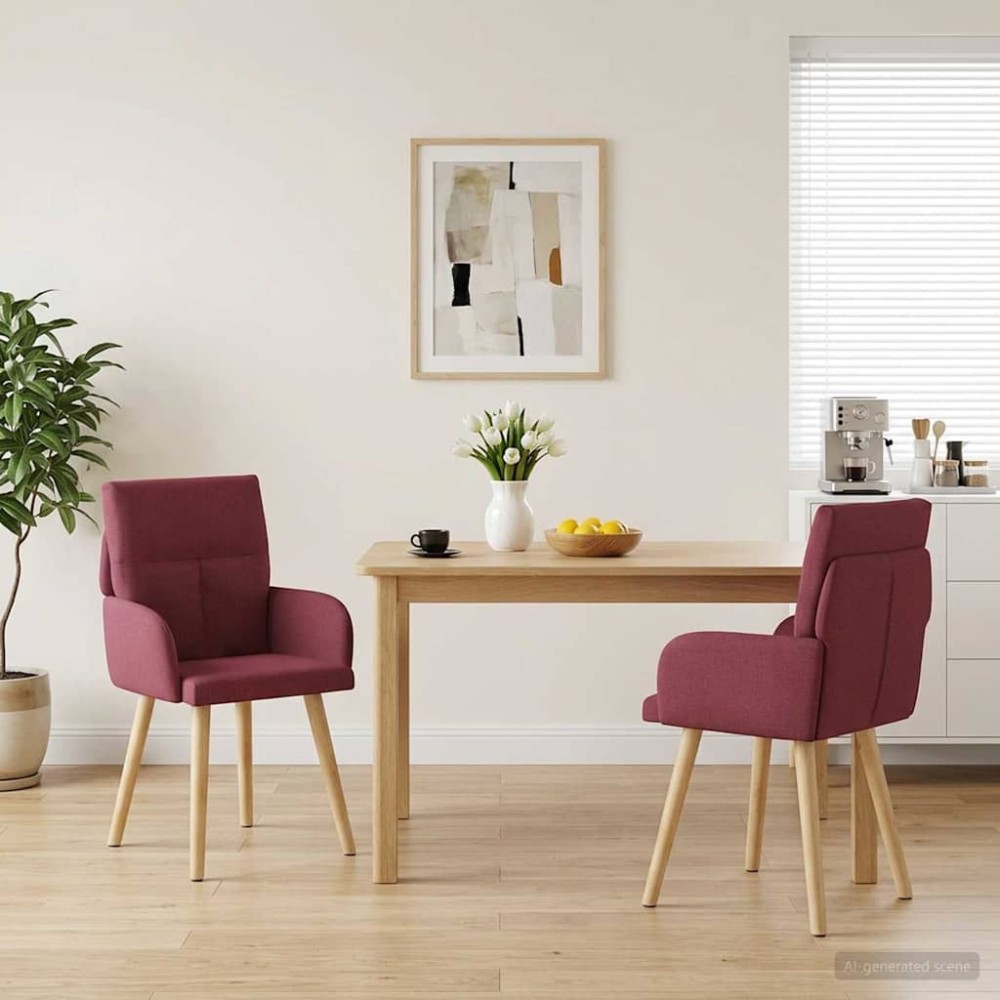 vidaXL Καρέκλες φαγητού 2 τεμ. Ύφασμα Κόκκινο 60x56x96 εκ