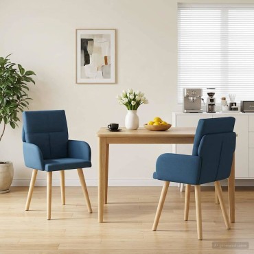 vidaXL Καρέκλες φαγητού 2 τεμ. Ύφασμα Μπλε 60x56x96 εκ