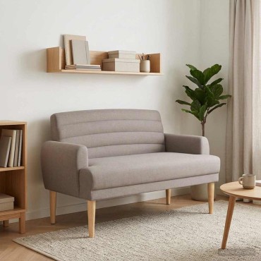 vidaXL Love seat με κουμπιά Taupe 116x67x80cm Ύφασμα