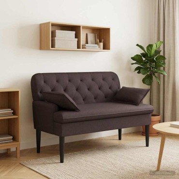 vidaXL Love seat με κουμπιά Σκούρο Καφέ 111x68x80cm Ύφασμα