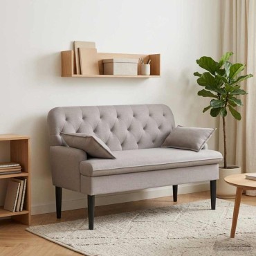 vidaXL Love seat με κουμπιά Taupe 111x68x80cm Ύφασμα