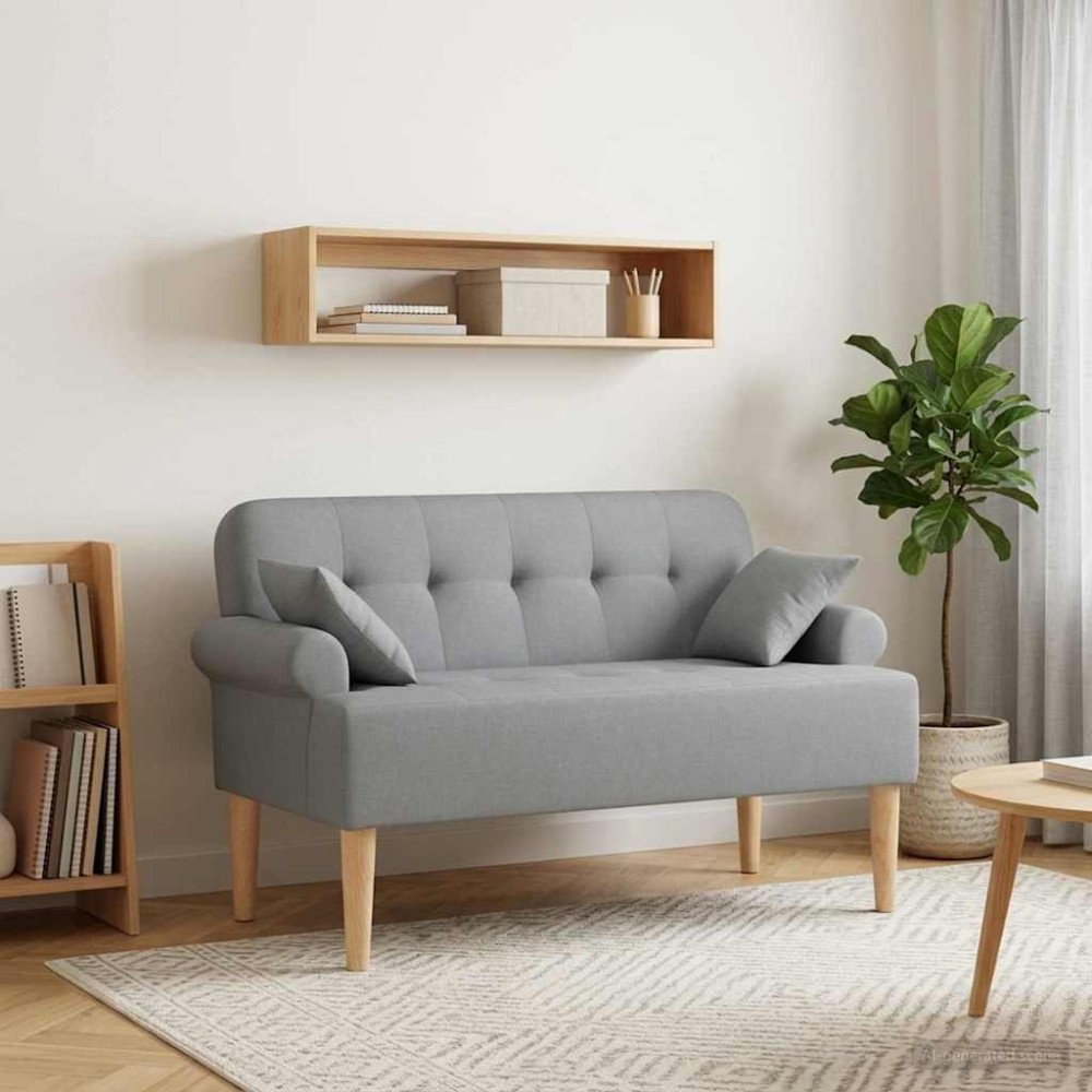 vidaXL Love seat με κουμπιά Ανοιχτό γκρι 120x65x79cm Ύφασμα
