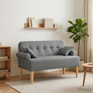 vidaXL Love seat με κουμπιά Σκούρο Γκρι 120x65x79cm Ύφασμα