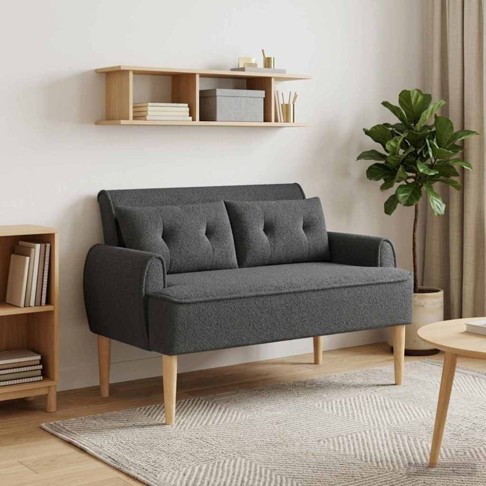 vidaXL Love seat με κουμπιά Σκούρο Γκρι 117x67x77cm Μπουκλέ