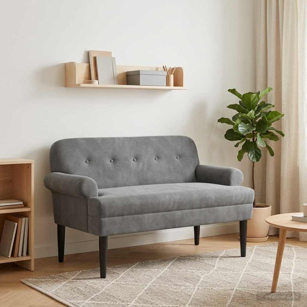 vidaXL Love seat με κουμπιά Σκούρο Γκρι 120x66x78cm Βελούδο