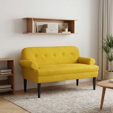 vidaXL Love seat με κουμπιά Κίτρινο 120x66x78cm Βελούδο