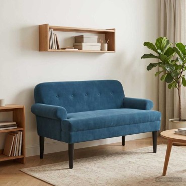 vidaXL Love seat με κουμπιά Μπλε 120x66x78cm Βελούδο