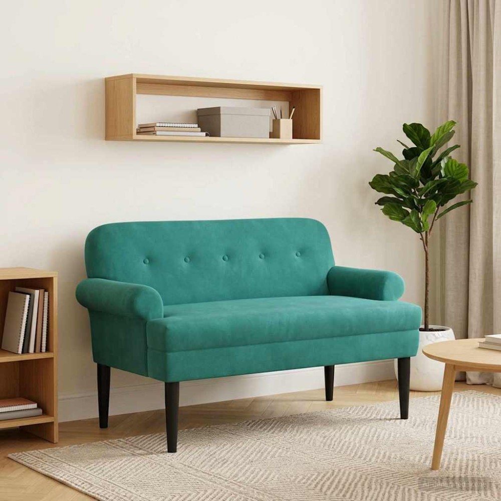 vidaXL Love seat με κουμπιά Τιρκουάζ 120x66x78cm Βελούδο