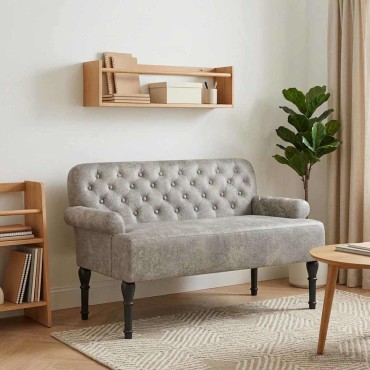 vidaXL Love seat με κουμπιά Ανοιχτό γκρι 120x65x78 εκ
