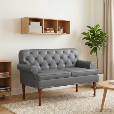 vidaXL Love seat με κουμπιά Γκρι 120x65x77cm Τεχνητό Δέρμα
