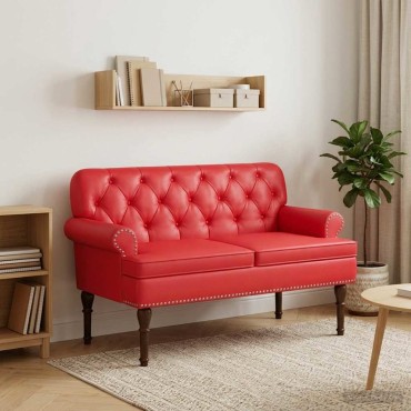 vidaXL Love seat με κουμπιά Κόκκινο 120x65x77cm Τεχνητό Δέρμα