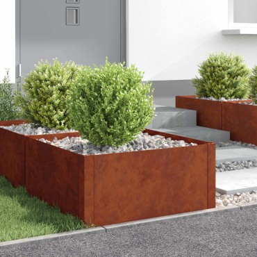 vidaXL Περίγραμμα γκαζόν 4 τμχ. 60 x 60 x 35 cm Ατσάλι Σκ rusty