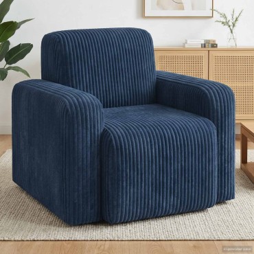 vidaXL Πολυθρόνα Σκούρο μπλε κορντουρόι 88x90x77cm 1 τεμ.