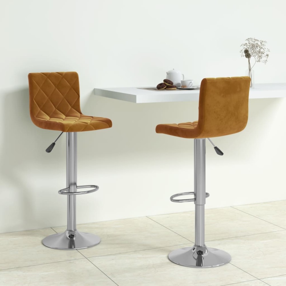 vidaXL Σκαμπό Μπαρ 2 τεμ. Καφέ Βελούδινα 40x43x(90-111)cm