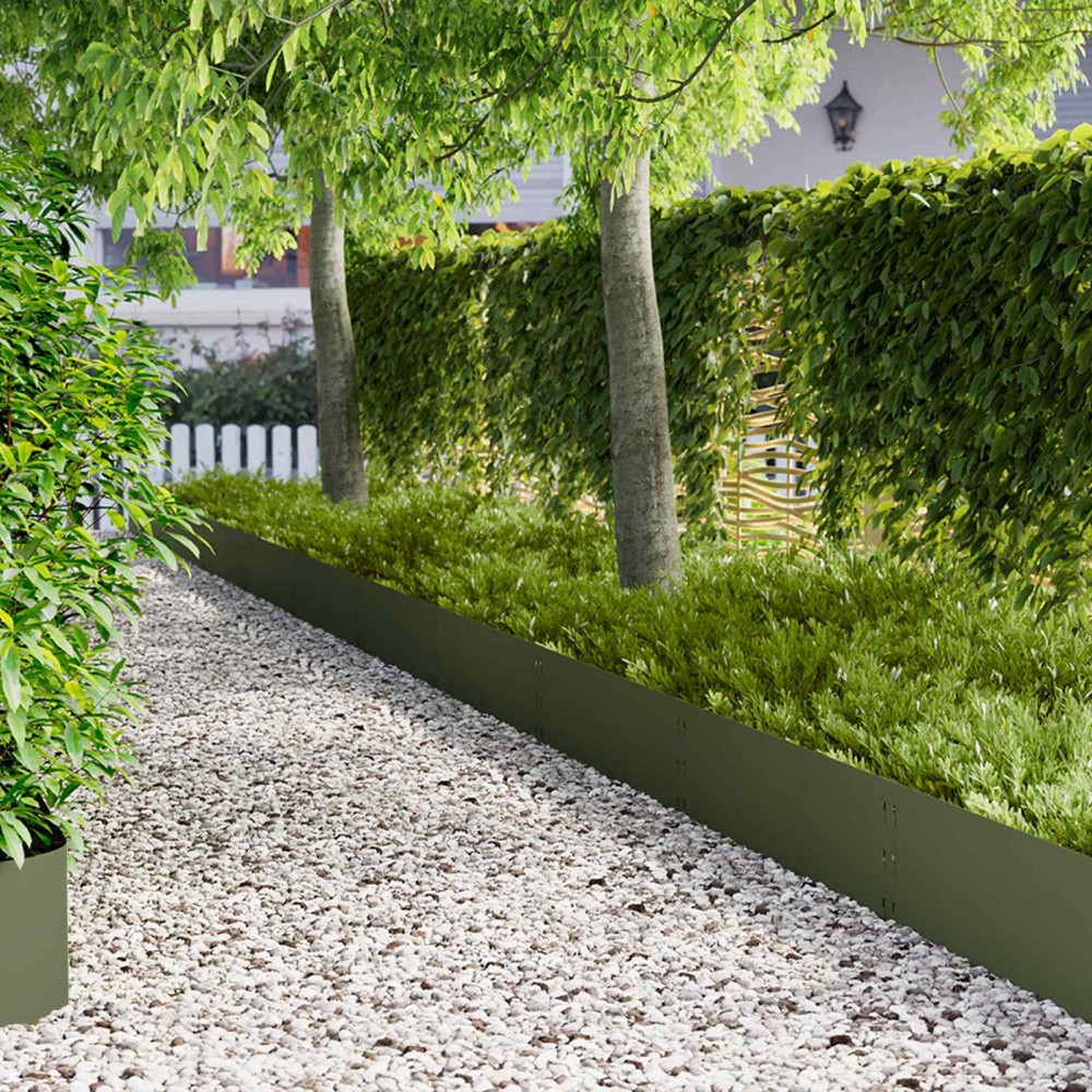 vidaXL Περίγραμμα γκαζόν 30 τμχ. 100 x 30 cm Ατσάλι Λαδί