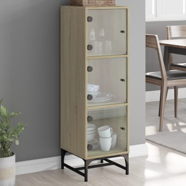 vidaXL Ντουλάπι Sonoma Δρυς 35x37x120cm με Γυάλινες Πόρτες 1 τεμ.