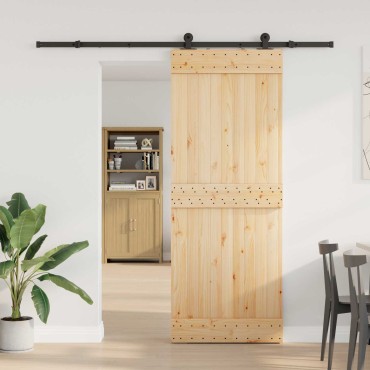vidaXL Συρόμενη Πόρτα NARVIK 80 x 210 εκ (213,5 εκ) Φυσικό και Μαύρο
