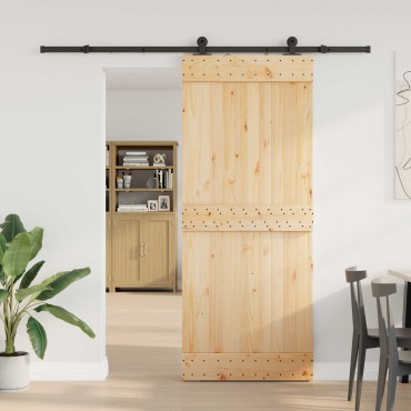 vidaXL Συρόμενη Πόρτα NARVIK 85 x 210 εκ (213,5 εκ) Φυσικό και Μαύρο