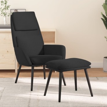 vidaXL Πολυθρόνα Relax Μαύρη Υφασμάτινη με Σκαμπό 70x77x98cm 1 τεμ.