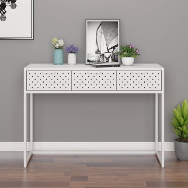 vidaXL Τραπέζι Κονσόλα Λευκό 106x35x75cm από Ατσάλι 1 τεμ.