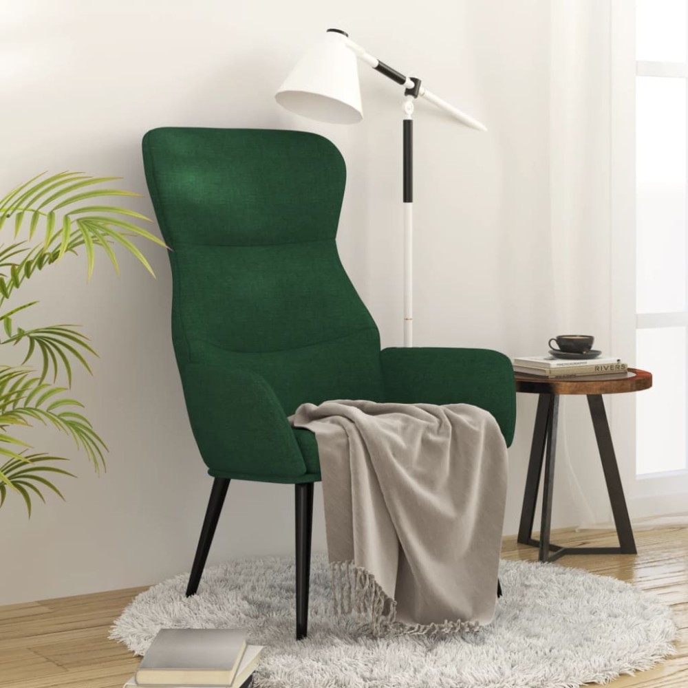 vidaXL Πολυθρόνα Relax Σκούρο Πράσινο Υφασμάτινη 70x77x94cm 1 τεμ.